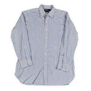 Polo Ralph Lauren Mens Andrew Classic Fit Blue Striped Dress Shirt Sz 16 33